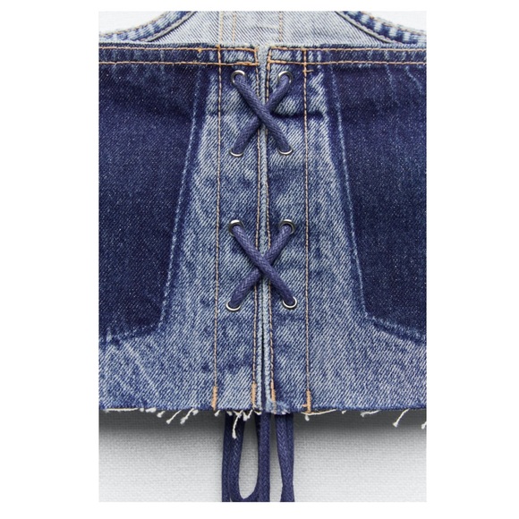 ZARA TRF DENIM CORSET TOP - Picture 4 of 6